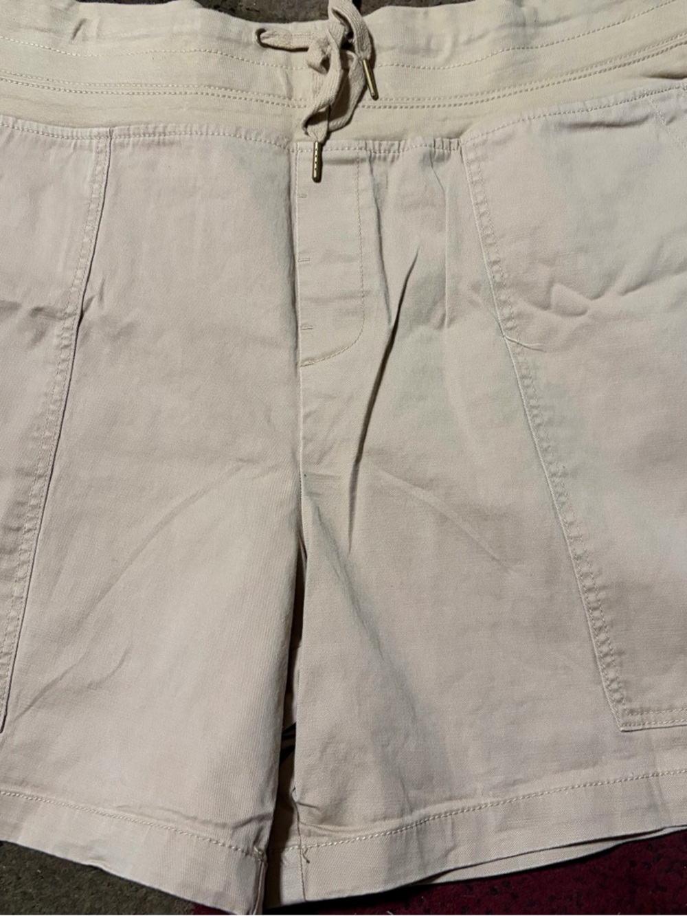 Terra & Sky Light Beige Drawstring Cotton Hybrid Shorts
